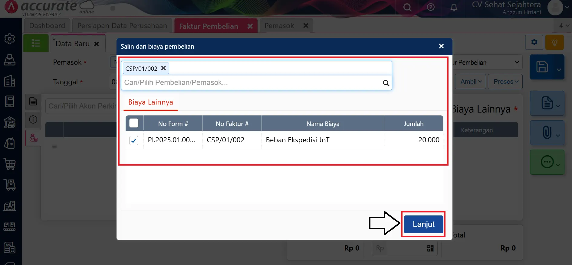 mencatat beban pembelian ke cost nilai persediaan
